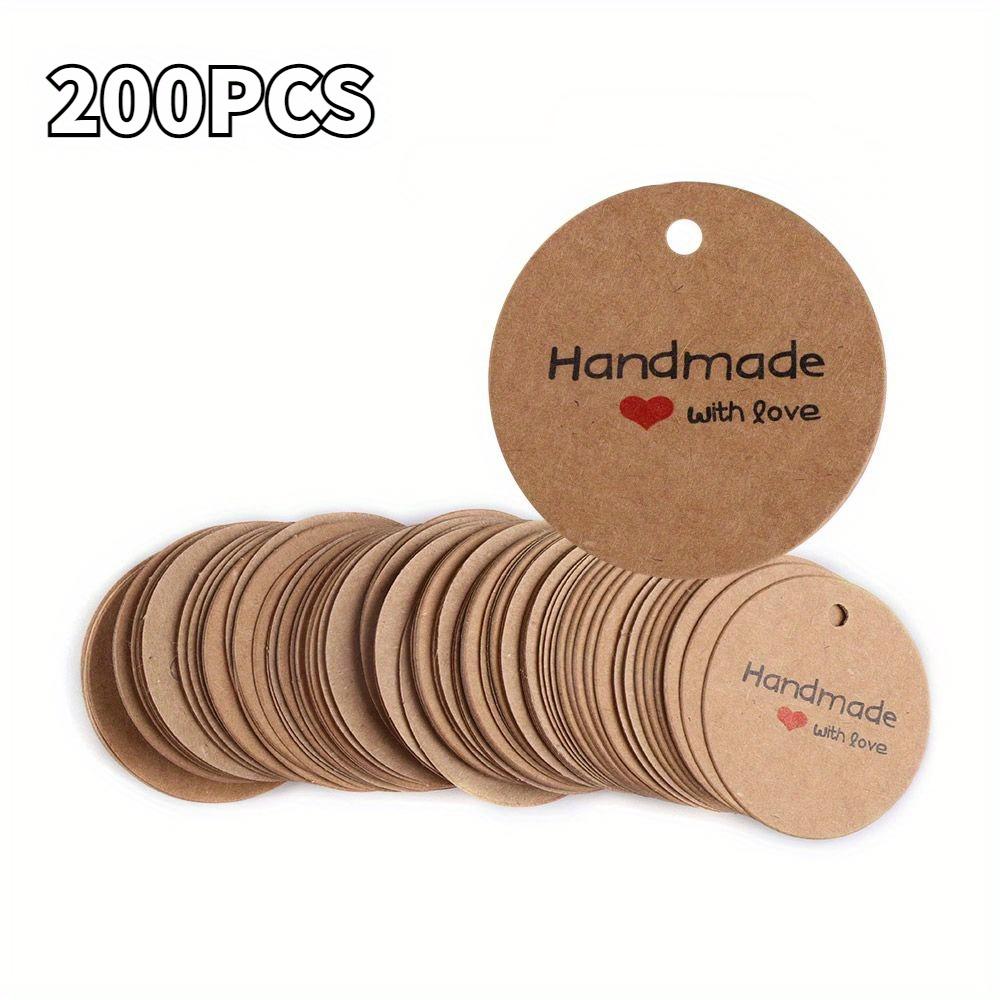 200PCS Labels Thank You Handmade Hang Tags Gift Bag Hang Tags Candy Boxes Price Kraft Paper Label Packaging Wishing Bottle Craft