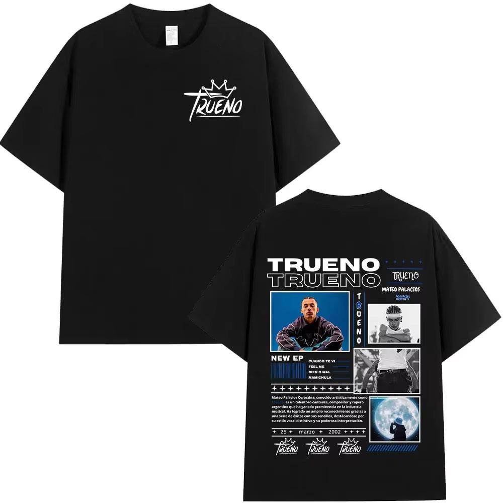 Rapper Trueno Album Tour Merch T-Shirt Herren Damen Kleidung Mode Kurzarm T-Shirt Streetwear Baumwolle Lockere T-Shirts Unisex