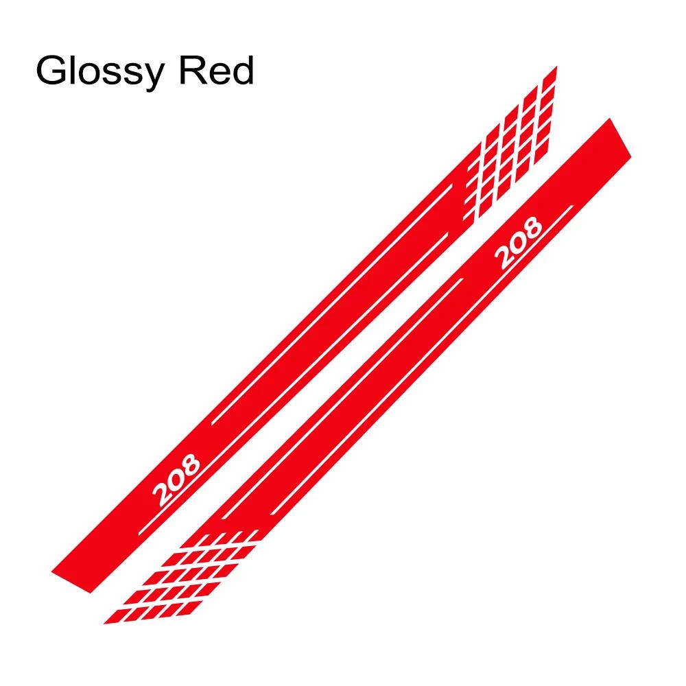 2PCS Car Door Side Skirt Stripes Stickers For Peugeot 208 Gt Tuning Auto Accessories Line Graphics Vinyl PVC Decals