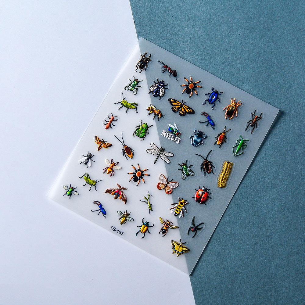 5D Embossed Dragonfly & Butterfly Nail Art Stickers with Insects & Ladybugs