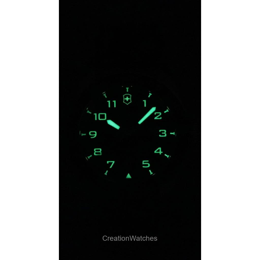 Victorinox Swiss Army Leather Strap Black Dial Automatic 242044 100M Men's Watch