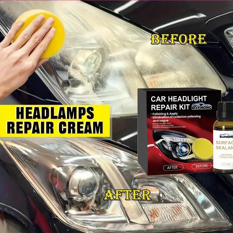 Car Headlight Restoration Polishing Kit - Scratch Remover & Oxidation Cleaner Repair Paste for Headlamp Assembly