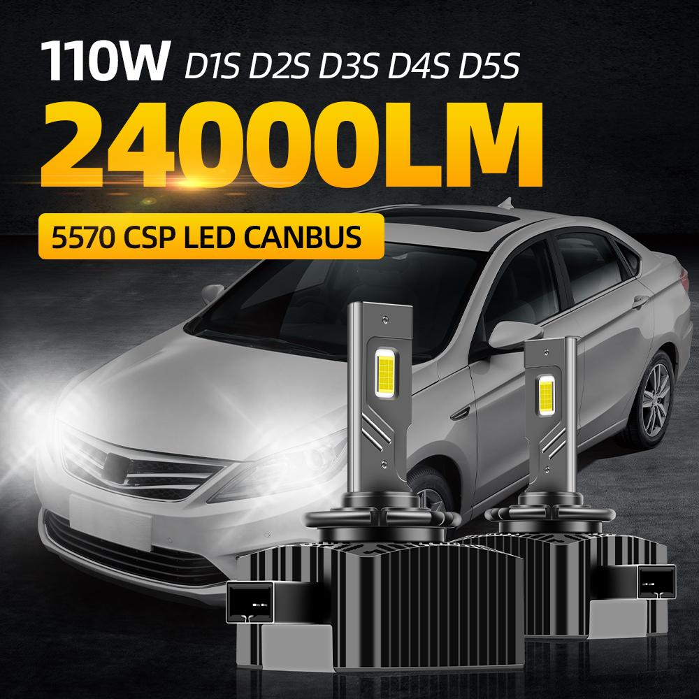 

Roadsun D1S Led Headlight Bulbs Canbus 24000LM 110W D3S D2S D4S D5S Auto Xenon Bulbs Replacement 12V 6000K CSP Chip D4S