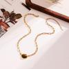 Ying Tai 18K Gold Plated Necklace with Tiger Eye Pendant: Stainless Steel Clavicle Chain, High Polish Finish, Women's High-End Style.