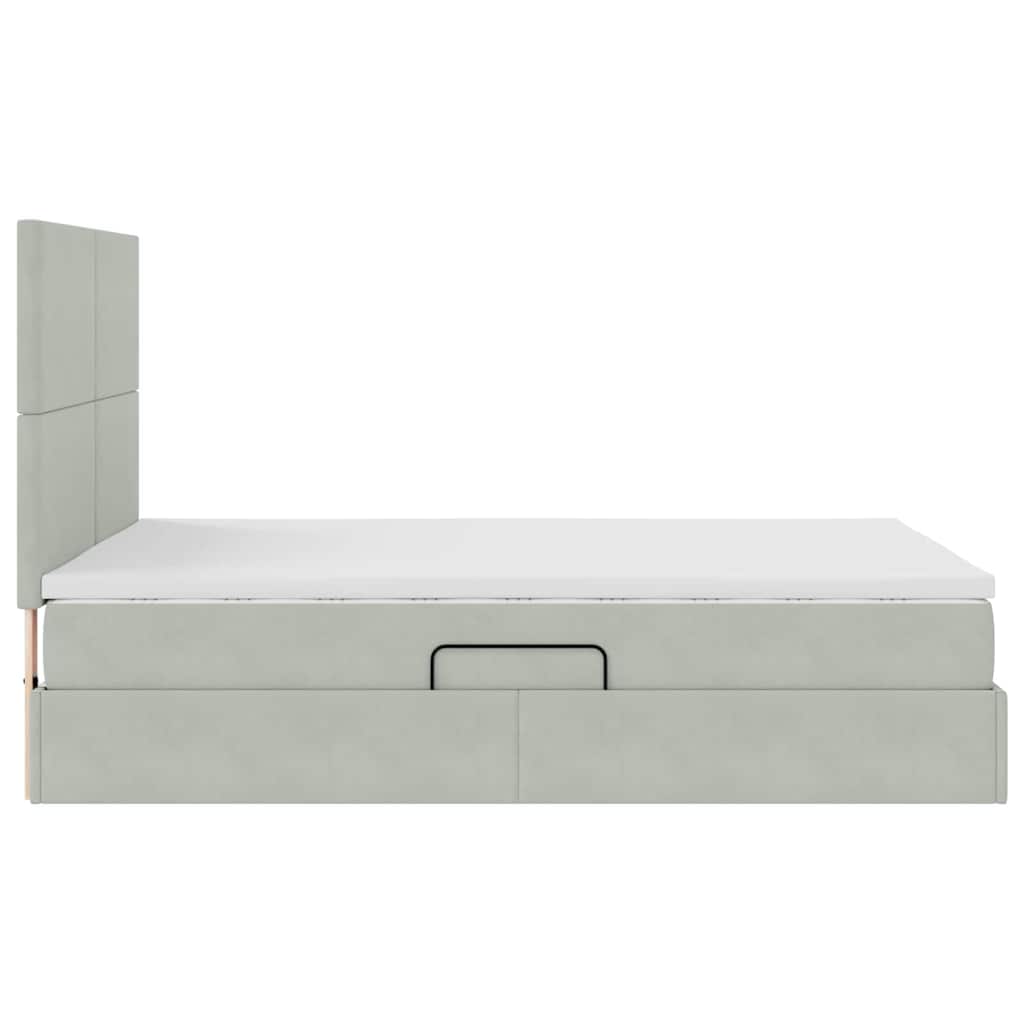 Storage Bed with Mattress Light Grey 140 x 200 cm Velvet