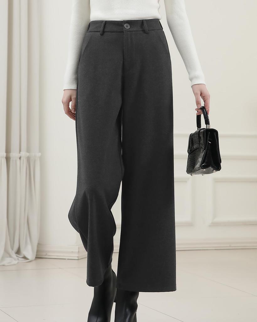 Ladyangel Gaucho Cropped Gerade Hosen mit Elastischem Locker Warm und Perfekt für und Büro Herbst und Winter Damen Weite Hosen, Länge,