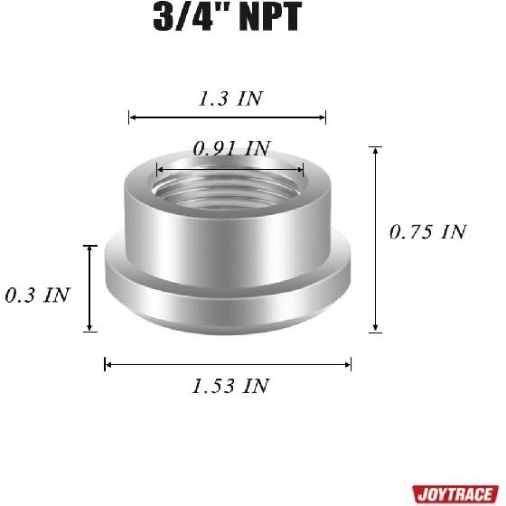 3/4 NPT Female Threaded Stepped Weld on Bung Fitting Aluminum 2PCS