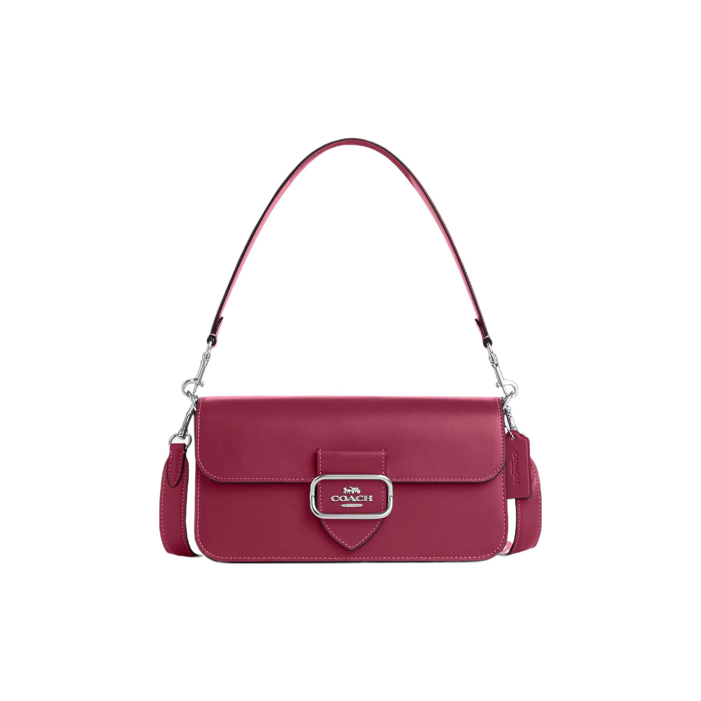 

Coach Morgan 27 Solid Color Logo Refined Calfskin Baguette Handbag Crossbody Shoulder Bag Large Women handbags Bright-Purple CO942-SVC0X Basic Set (Bag+Dust Bag)