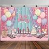 1pc, 2Dflat, pink party backdrop banner for celebrations, birthdays, and anniversaries; suitable for indoor and outdoor use. (ws