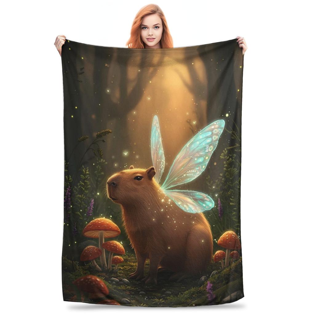 Trembling Capybara Flannel Blanket Winter  Soft Durable Throw Blanket for Kids Couch Bed Funny Bedspread Sofa Bed Cover