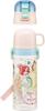 Skater Children's Water Bottle, 2-Way, 470ml (Direct Drinking) or 430ml (Cup Drinking), Disney Princess Design, Size 23, Girls, Stainless Steel,
