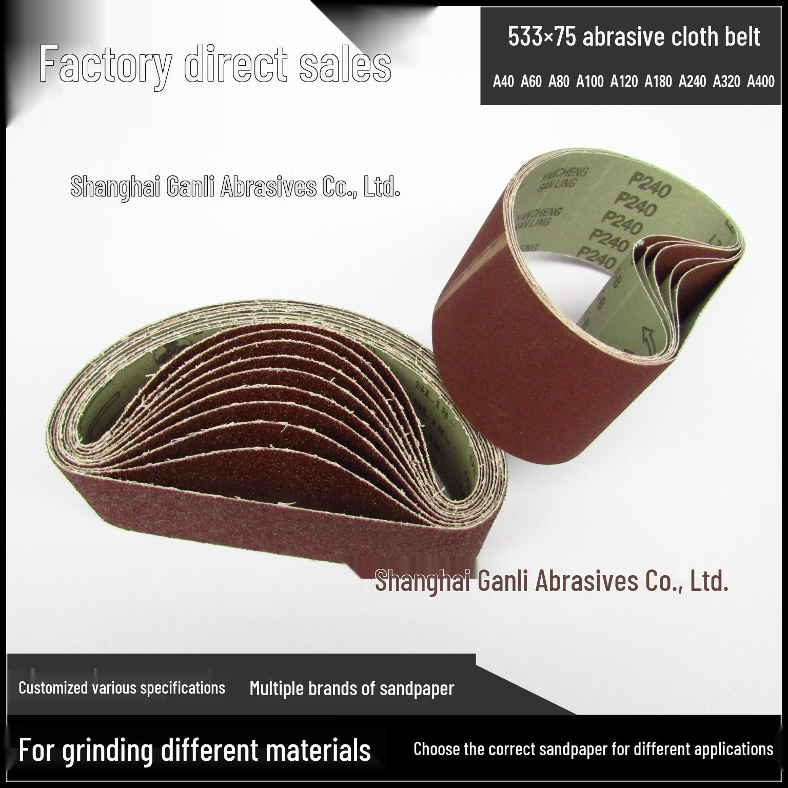 

533*75мм Шлифовальная лента для станка, Шлифовка и полировка, Наждачная ткань, Различные характеристики, Зернистость 60# и 80 120 Grit