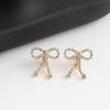 Ribbon Earrings Bling Shining Cutout Cubic Earrings