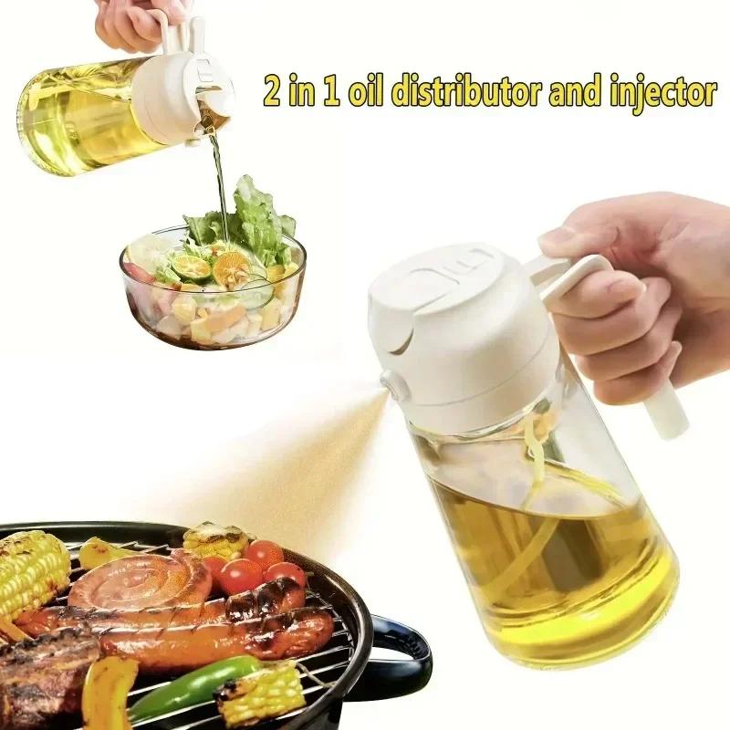 2in1 500ml Plast Spruta Oljespruta Flaska Spruta Oljedispenser Oljekanna Kryddställ BBQ Kök Bakning Rostning Picknick Köksredskap