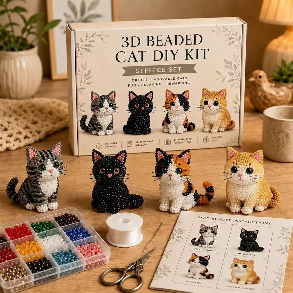 Colorful DIY Animal Bead Embroidery Kit Handmade Beadwork Art Craft Set Indoor Activities