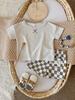 Koreanisches Sommer Baby Karo Shorts Set: Unisex Zweiteiler mit kurzen Ärmeln