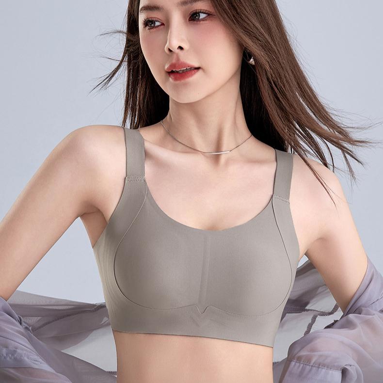 Invisible Bra Women's Jelly Soft Support Underwear Thin Large-sized Full-cup Bra Push Up Bra