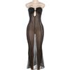 European & American Style One-Shoulder Mesh Dress - Sexy, See-Through, Slim-Fit for Autumn/Winter