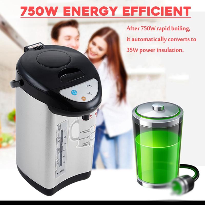 304 Stainless Steel Wired Electric Kettle Water Boiler and Warmer Anti-dry Power off Heating Large Capacity 750W 5L