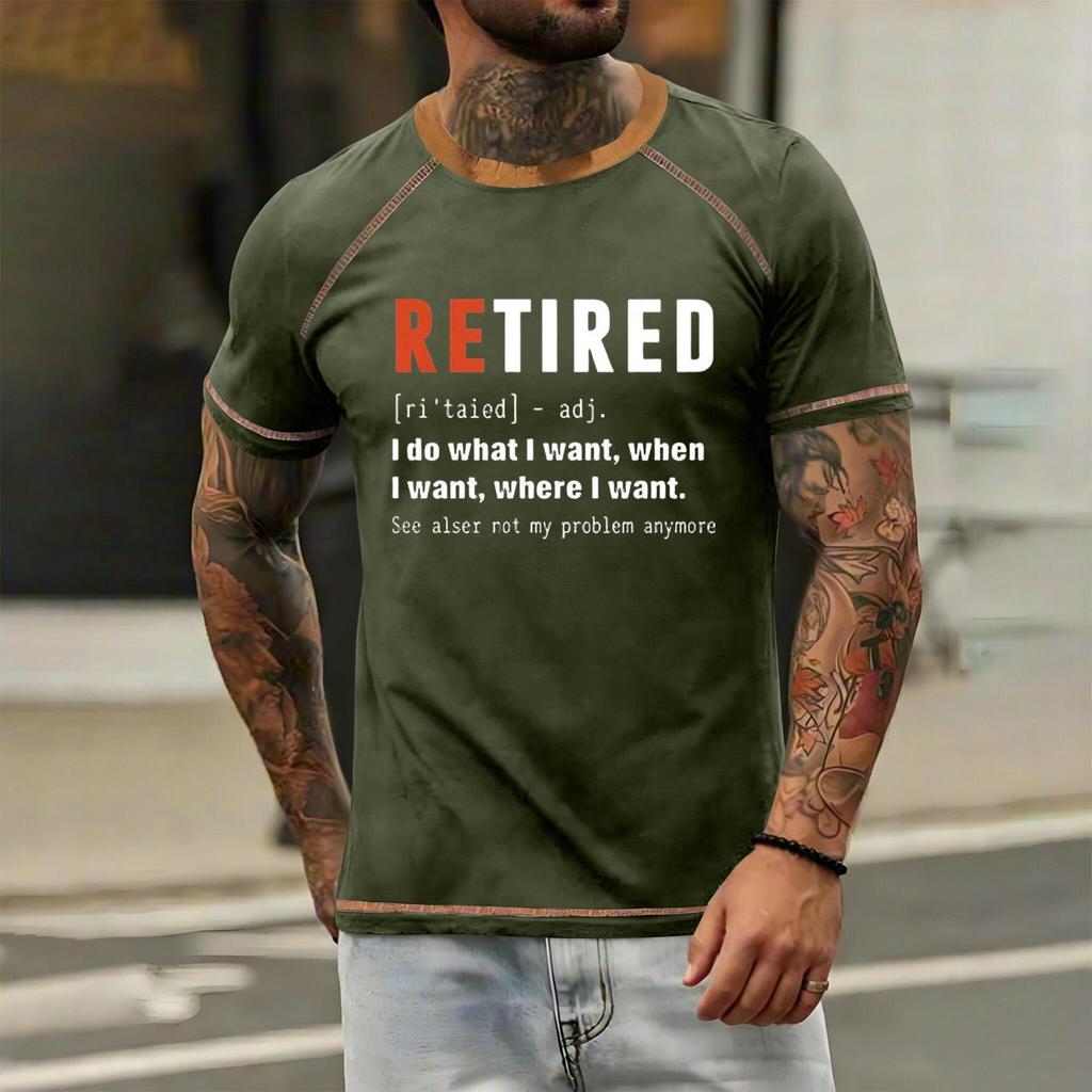 Men's Casual Loose Fit Short Sleeve T-Shirt with Printed Text Graphic Comfortable Lightweight Summer Top for Everyday Wear