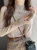 Sweater women's 1116 new autumn and winter interior design bottoming shirt white semi-turtleneck knitted sweater top