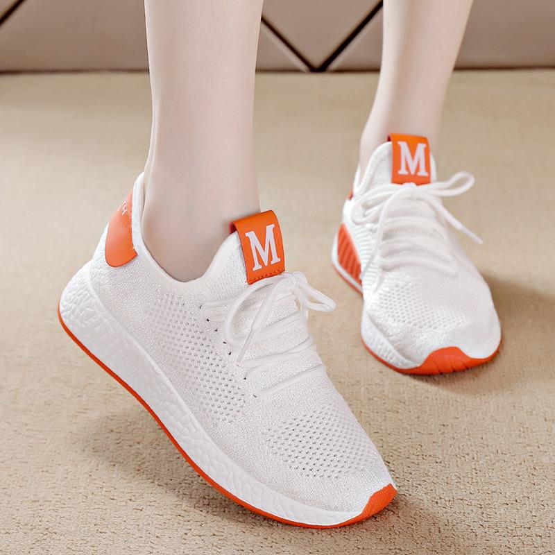 Flying woven sports shoes women's versatile spring little white flat casual shoes women's 2026 new net shoes student inventory