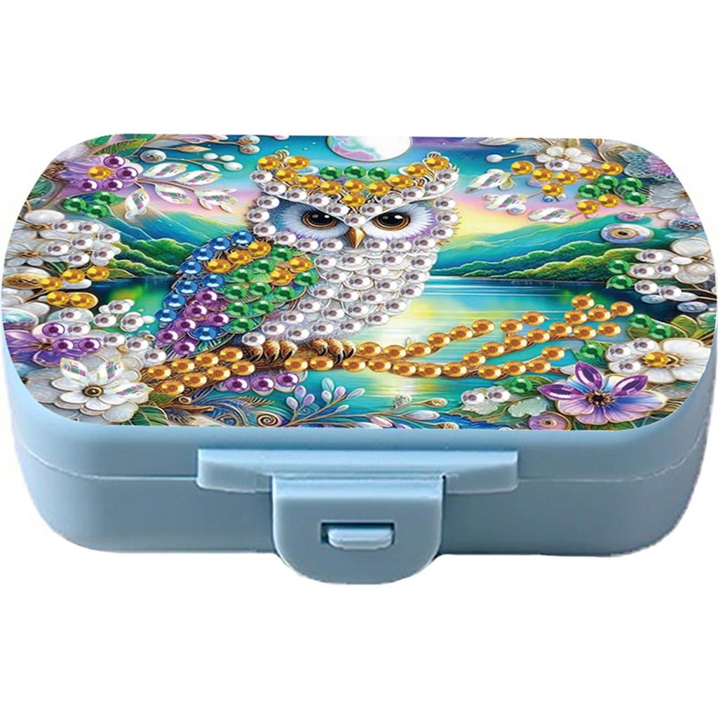 Diamond Painting Kit Square Pill Box Mini Portable Travel Medicine Storage Box for Outdoor Sports Business Trip Or Handbag