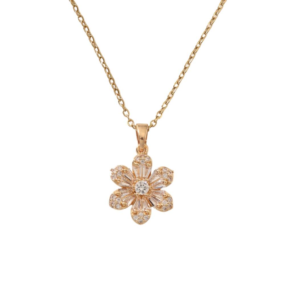 Lyxiga Blommor Zirkonia Hängsmycke Halsband för Kvinnor Ny Mode Bröllopsfest Halsband Smycken Tillbehör