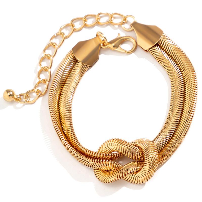 foxanry Snake Chain Bracelet For Women Fashion Minimalist Creative Lines Crossed Anniversary Jewelry Accessories Gifts