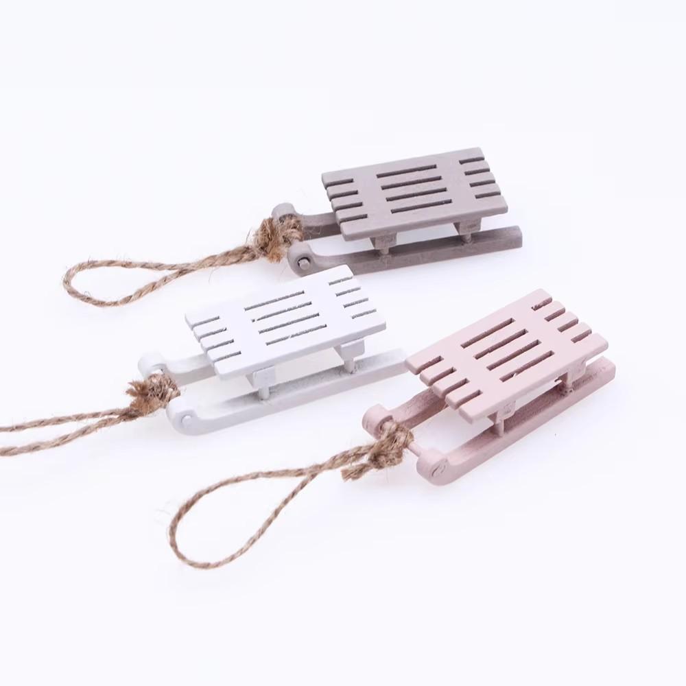 1Pc Dollhouse Miniature Sled Christmas Tree Pendant Sleigh Diy Doll'S Scene Decor