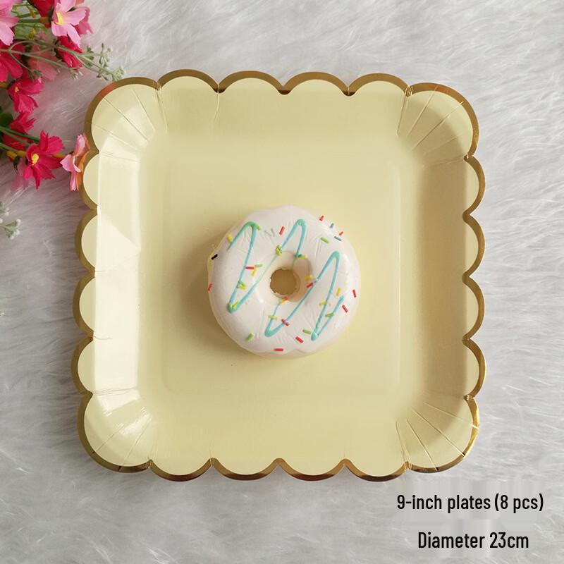 OIMG Disposable Gold Stamping Square Paper Plates