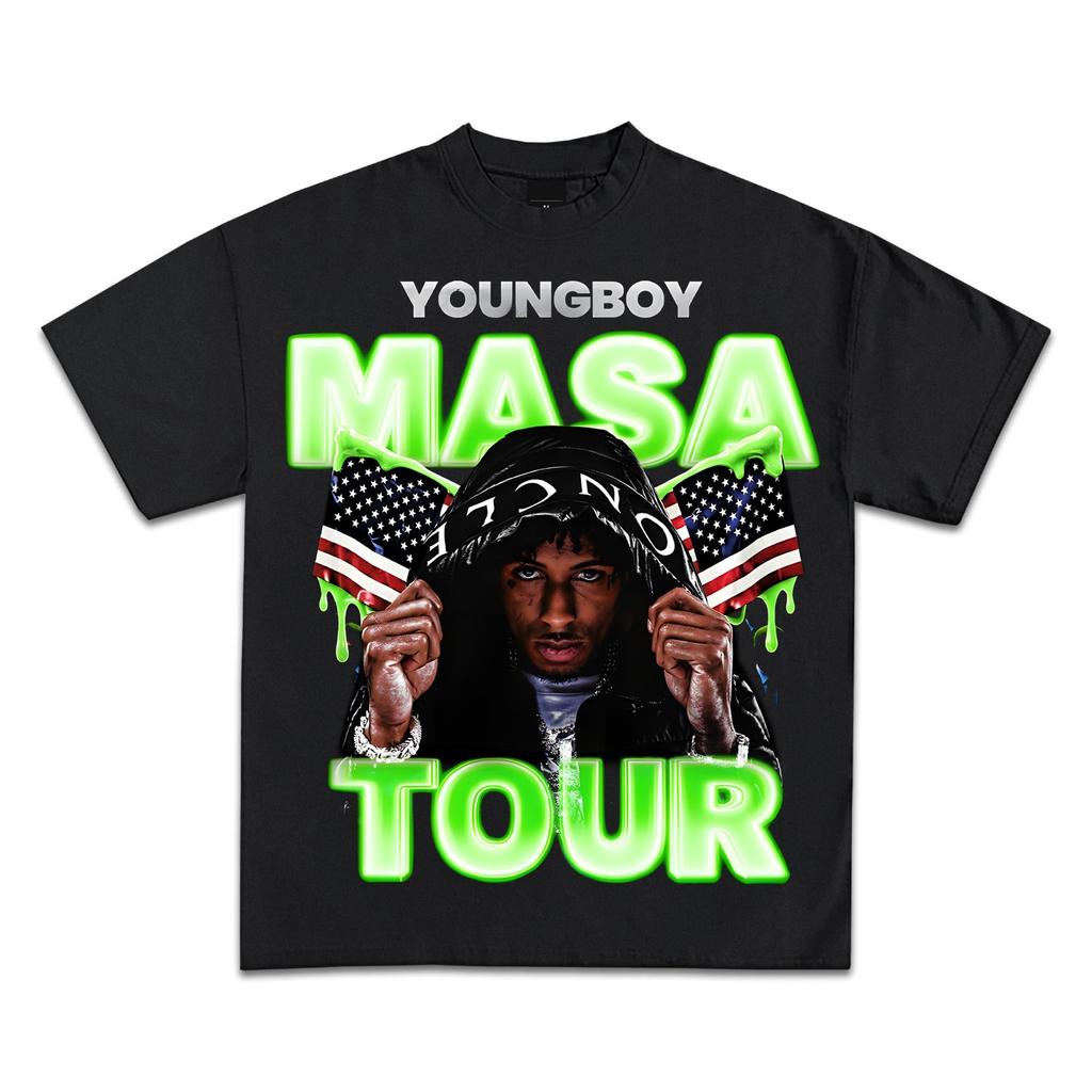 Youngboy Make America Slime Again MASA Merch | Premium Qualität Schwergewicht T-Shirts Herren Sommer Streetwear Harajuku Herren Kleidung