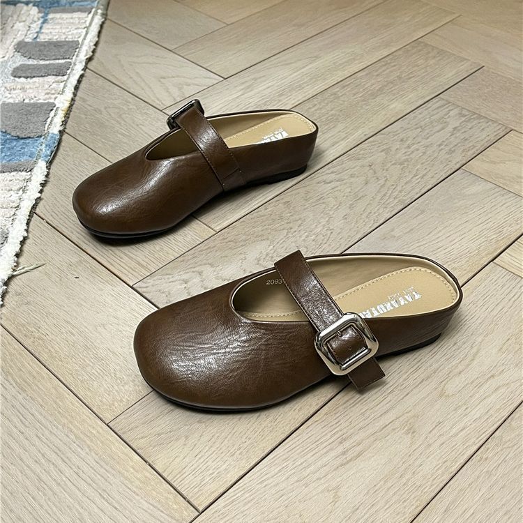 Soft-soled bag head half slippers women's outer wear 2025 new summer lazy shoes with skirt word with Muller cool slippers