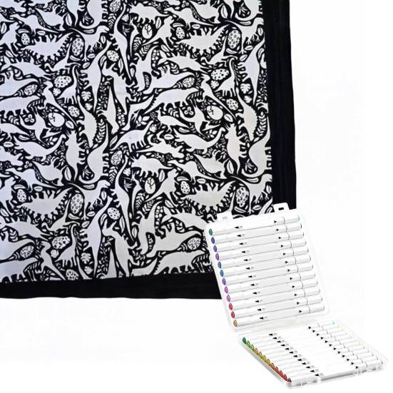 

DIY Coloring Blanket Color Your Own Blanket DIY Coloring with 24 Markers Customizable Washable Throw Blanket for Home Decor Party Art Project E