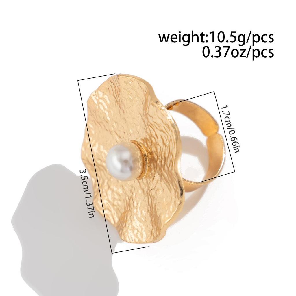 Opening Adjustable Pearl Flowers Rings Vintage Gold Silver Color Retro Exaggerated Metal Alloy Hollow Finger Ring for Women Geometric Jewelry Anillos