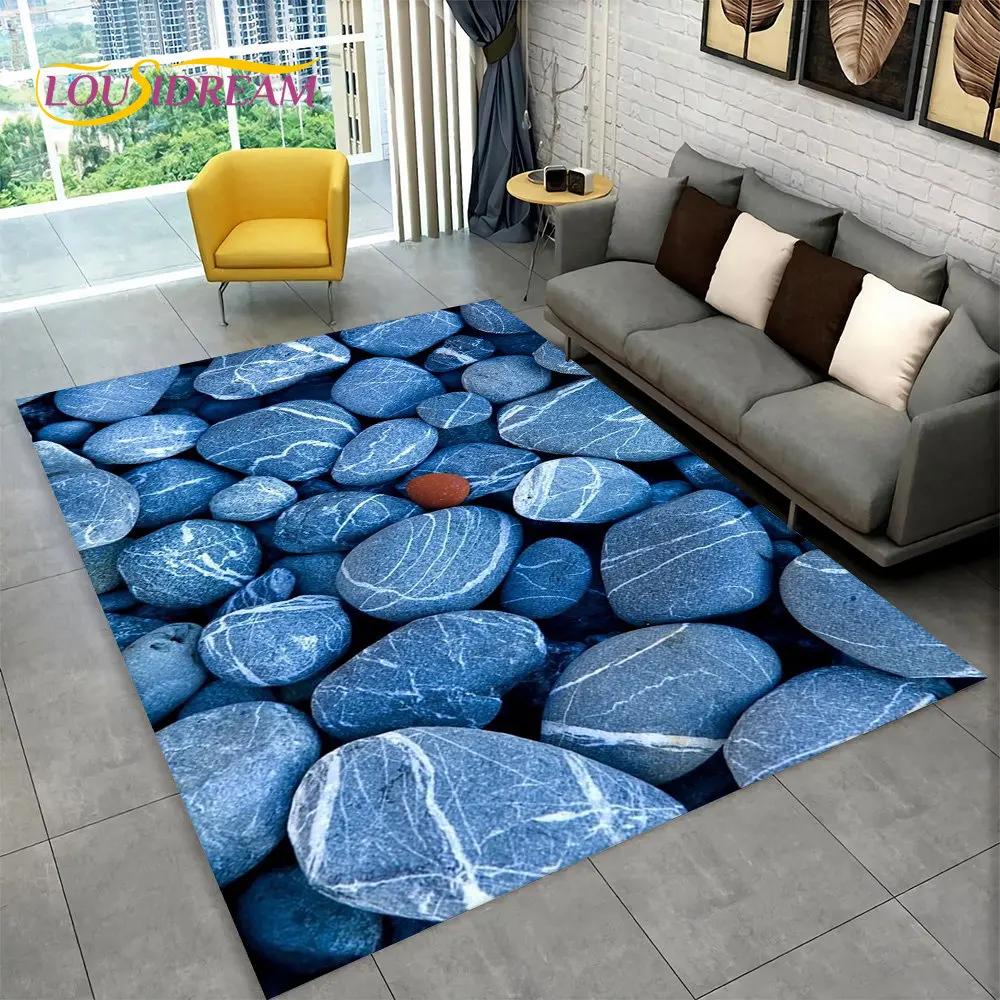 טביעת רגל תלת מימדית אבן חוף שטח שטיח חלוקי נחל, שטיח שטיח לבית סלון חדר שינה ספה שטיח לדלת עיצוב מטבח מחצלת רצפה מונעת החלקה