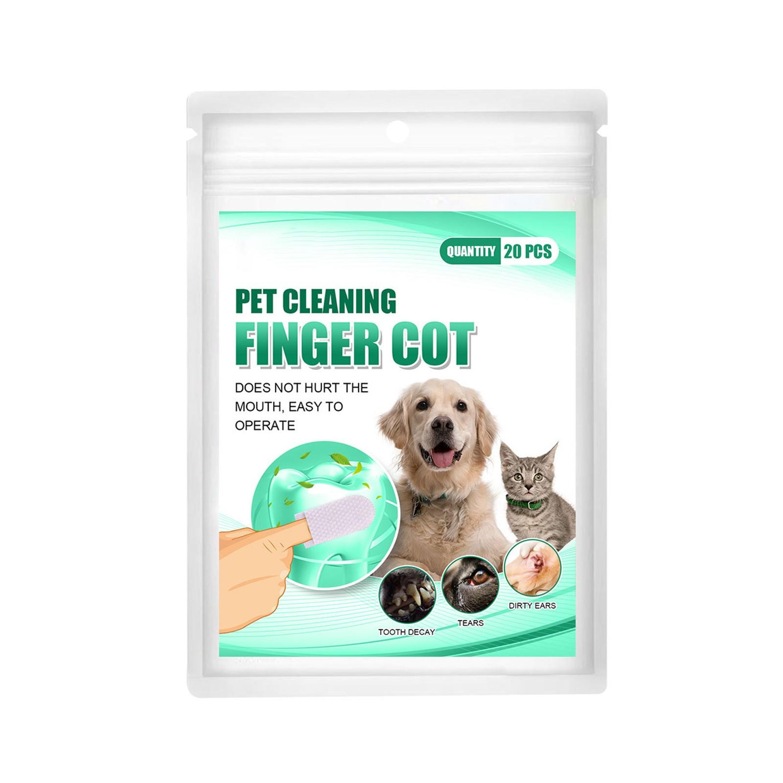 

20 салфеток для чистки зубов домашних животных для чистки зубов, ушей и глаз, подходящих для собак и кошек, 5 мл зелёный