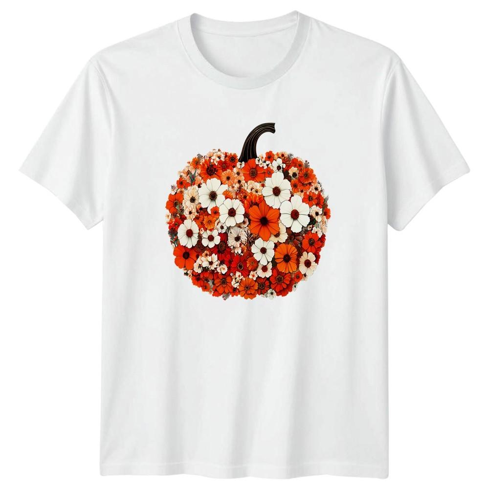 Floral Pumpkin Autumn Holidays Unisexs TShirt Unisexs Graphic Tee S