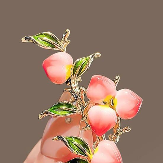 Women Brooch Enamel Pink Peach Green Leaf Shape Lapel Pin Suits Coats Bags Scarves Badge Versatile Accessory