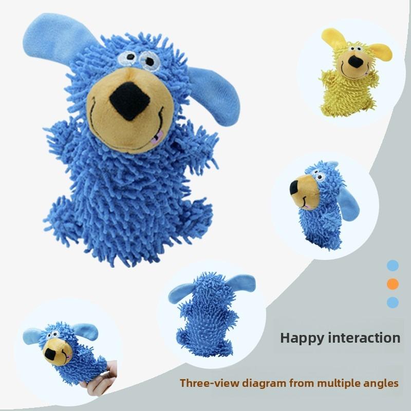 Mop Plush, Cute Dog Biting and Making Sounds, Throwing and Grinding Teeth Toys, Large and Small Dog Training Interactive Plush Toys