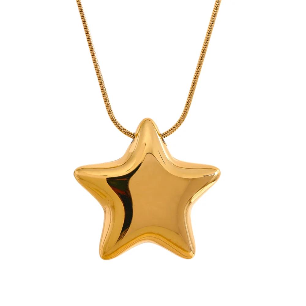 

Yhpup 316l Stainless Steel Star Pendant Necklace Waterproof 18K PVD Plated Metal Fashion Jewelry Attractive Women Accessories