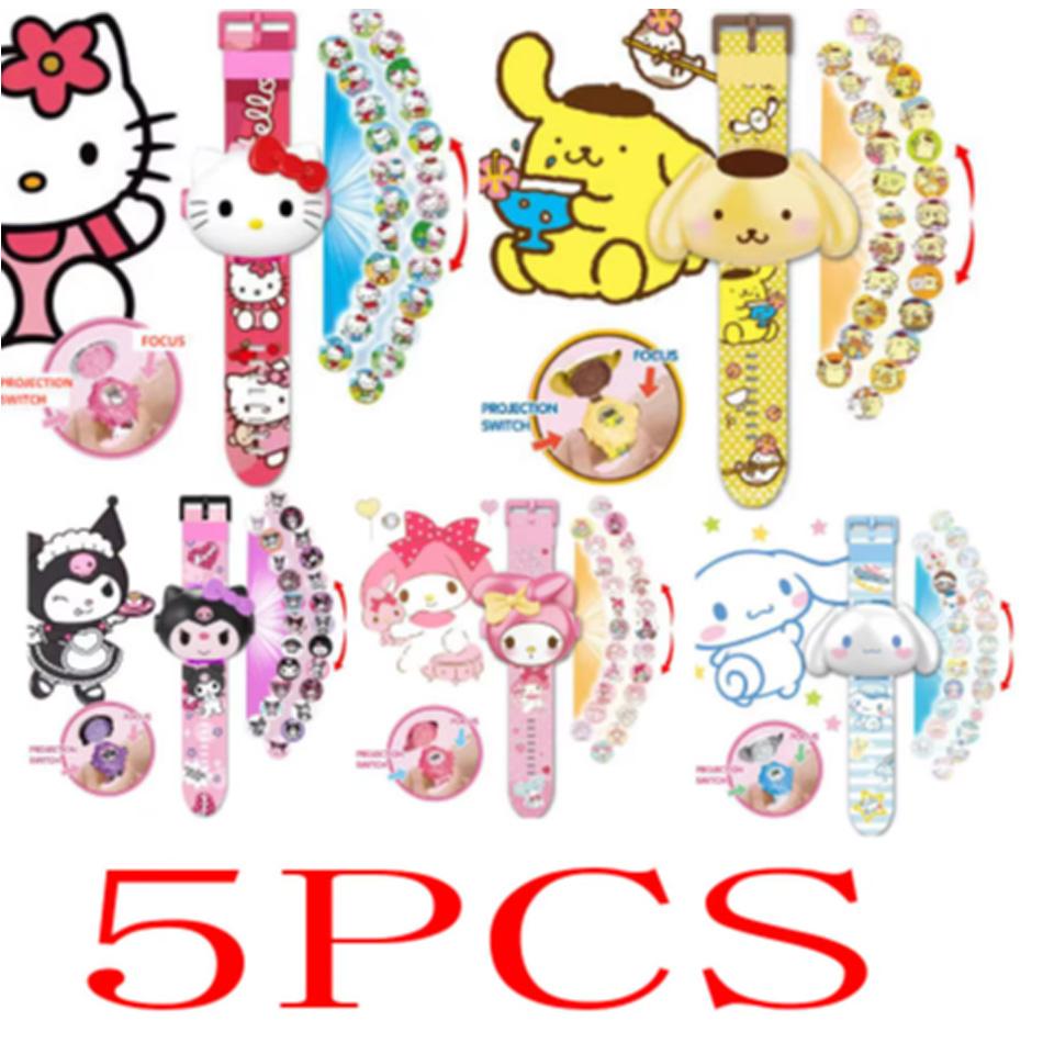 3D Projection Digital Watch Cinnamoroll Kuromi Melody Cartoon Led Silica Watchband Electronic Watches Kids Gift Birthday Present