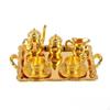 Miniature Tea Set with Tray Lustrous Dollhouse Metalware Toy for Collectors, Hobbyists,