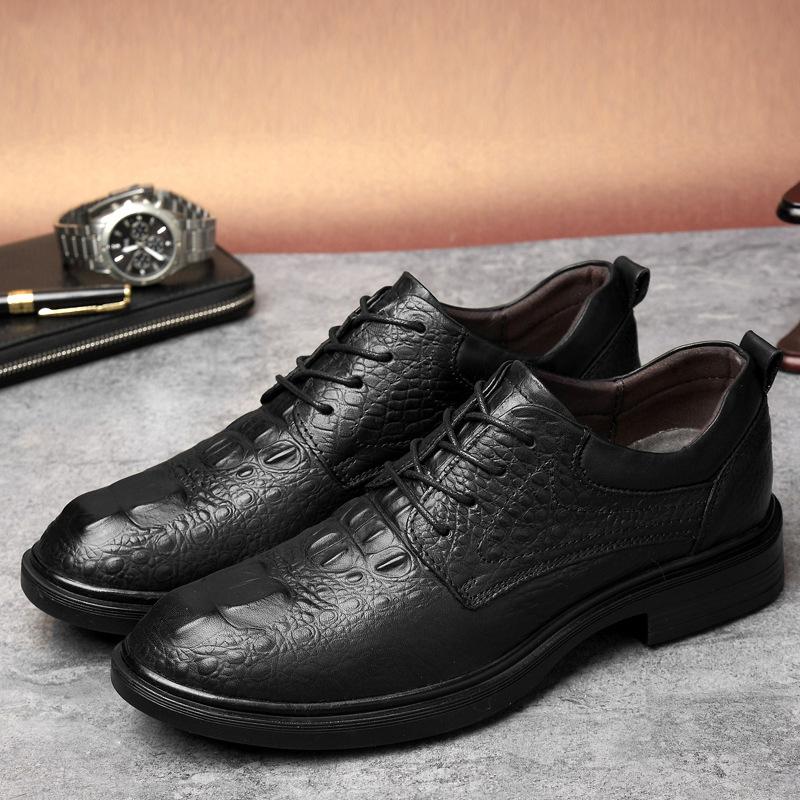 Summer business dress casual leather shoes breathable inner height increase British British groom wedding shoes