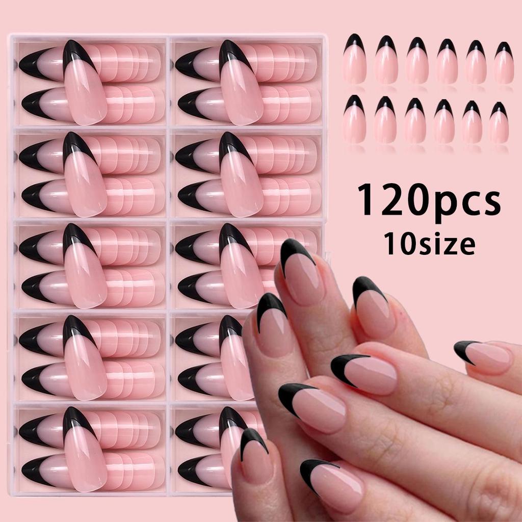120-Piece Press-On Nails Set: Elegant French Nude Manicure with Easy-Remove Design