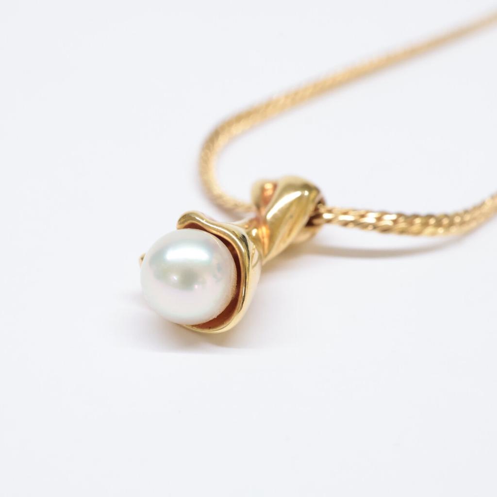 MIKIMOTO K18 0.2" 1P Pearl Necklace Yellow GoldUsed