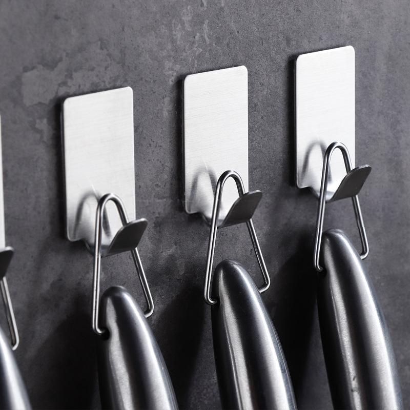 Self-Adhesive Hook Stainless Steel Heavy-Duty Wall Hook Bathroom Storage Towel Rack Multifunctional Kitchen Rack