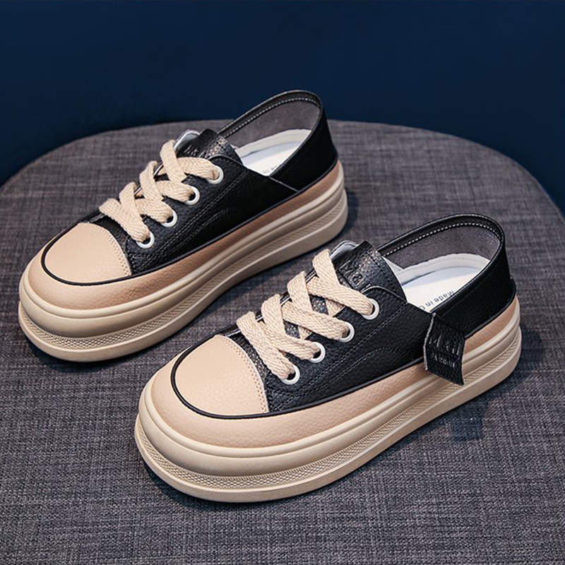 

Platform white shoes women s autumn 2025 new women s shoes heightened versatile casual sports shoes sub-board shoes half slippers 35 чорний