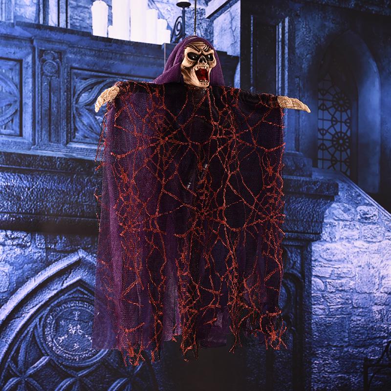 Lumini LED de Halloween Fantomă agățată cu sunet de groază și lumină Recuzită înfricoșătoare animatronică pentru petrecerea acasă, în interior, în exteriorul curții
