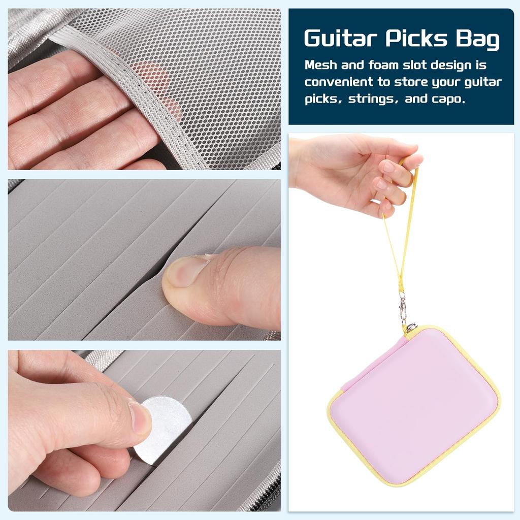 Uxcell Gitarrenplektrumhalter Künstliche PU-Plektrumtasche für Pinke Box, Leder, Akustik-/E-Gitarren,